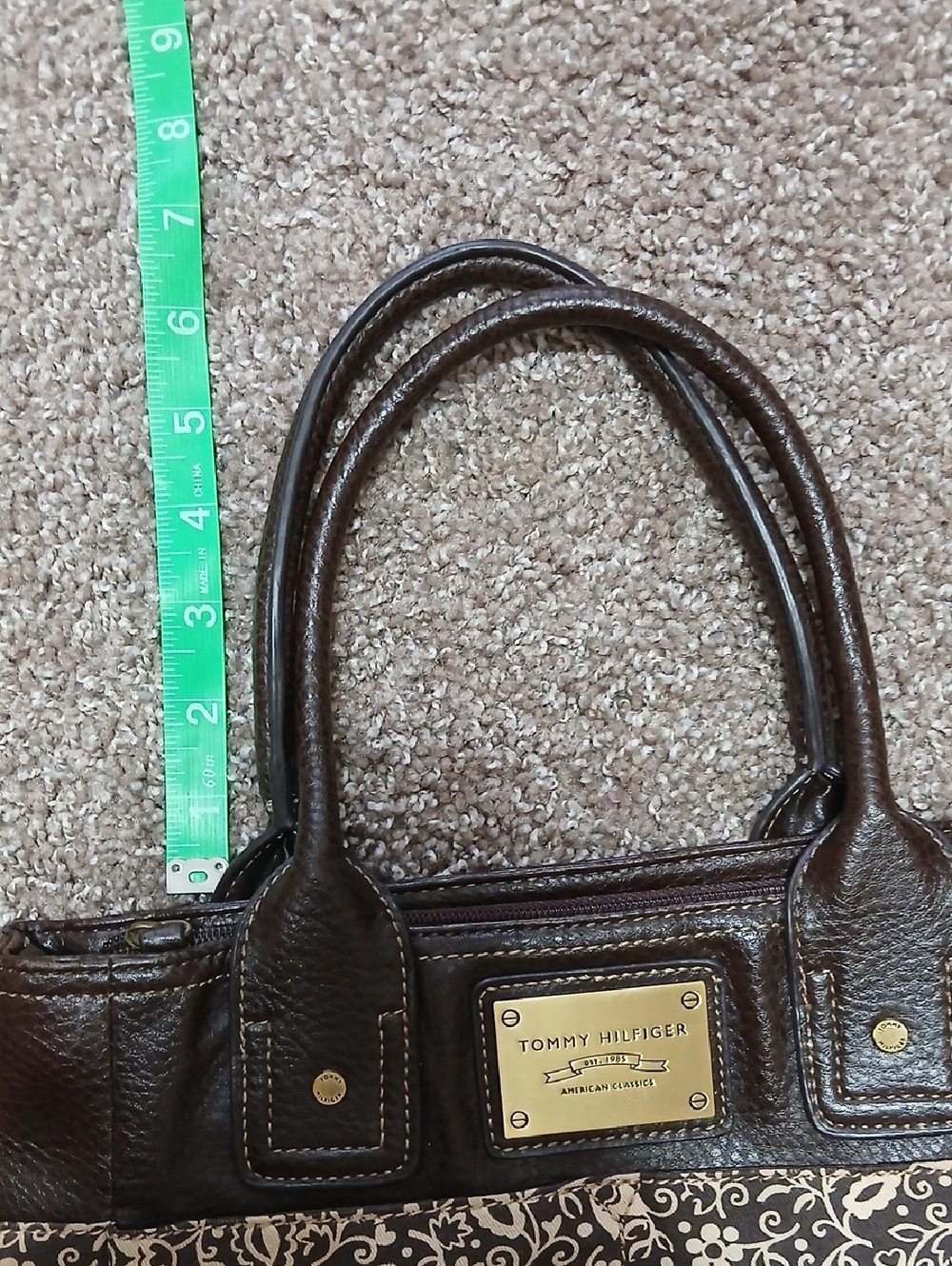 Y2K Tommy Hilfiger Brown and Cream Floral Canvas Tote - Picture 10 of 13